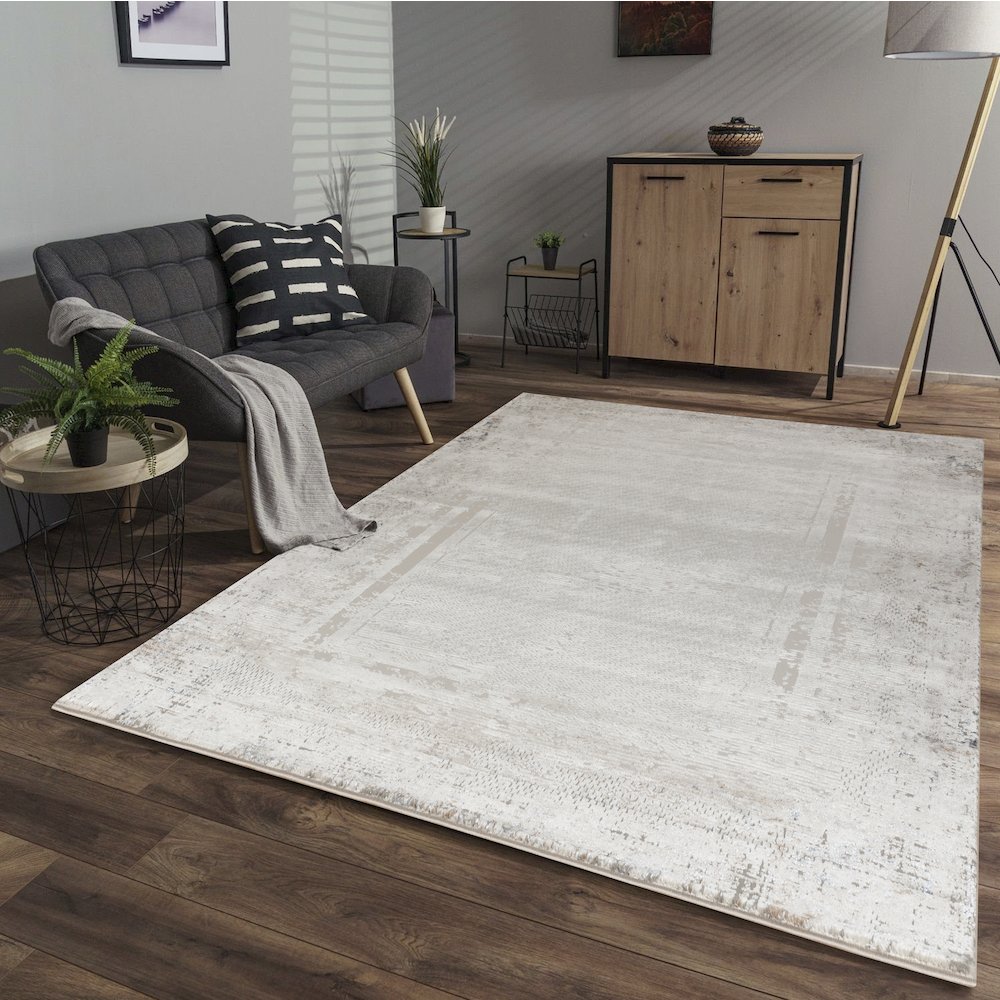 Omari Collection 08 Eroded Minimal Border Texture Area Rug