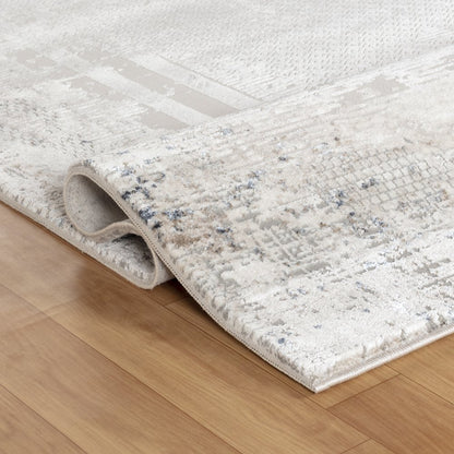 Omari Collection 08 Eroded Minimal Border Texture Area Rug