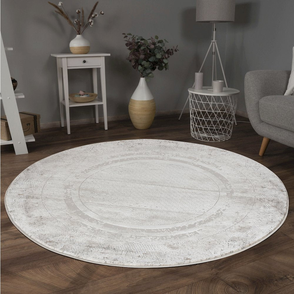 Omari Collection 08 Eroded Minimal Border Texture Area Rug