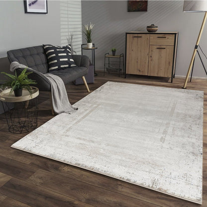 Omari Collection 08 Eroded Minimal Border Texture Area Rug