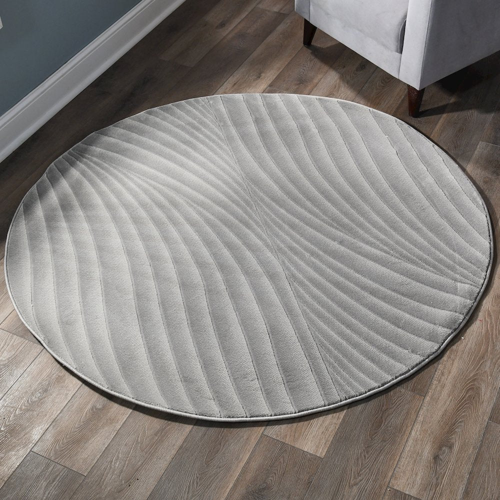 Omari Collection 09 Sculpted Wave Contemporary Area Rug - Grey