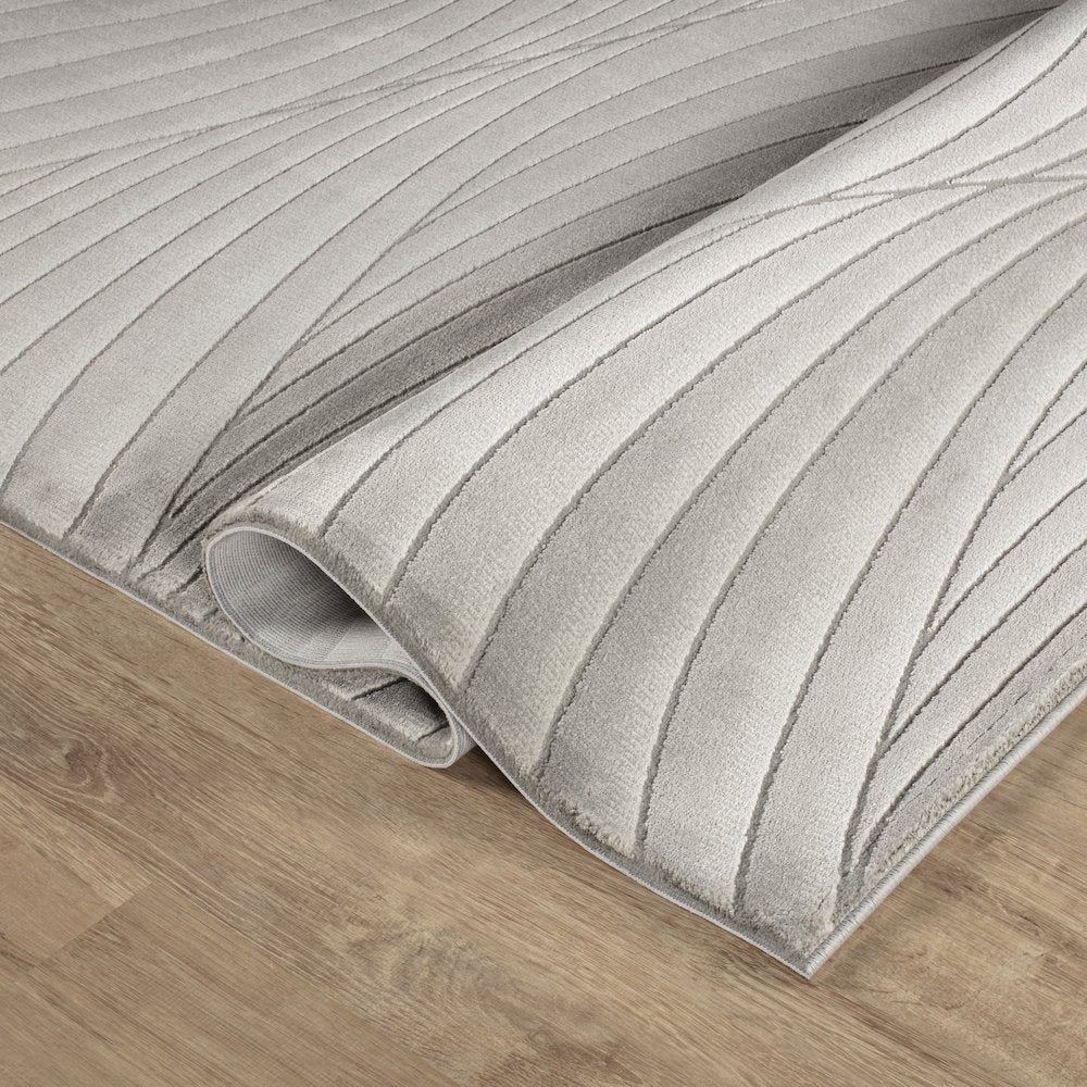 Omari Collection 09 Sculpted Wave Contemporary Area Rug - Grey