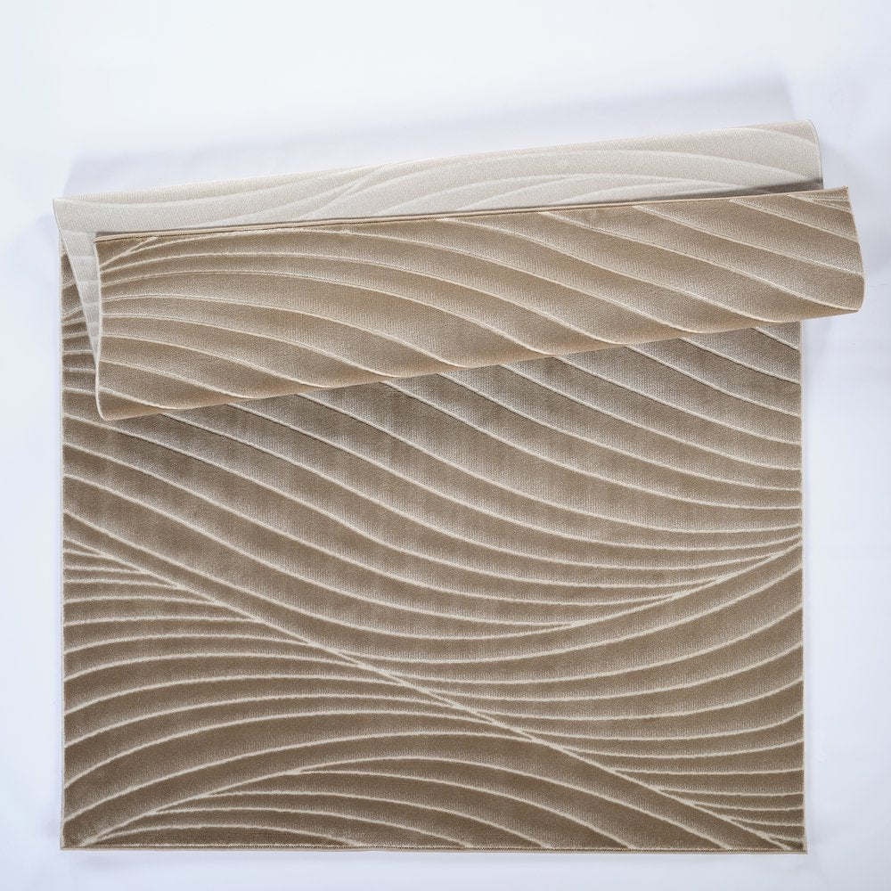 Omari Collection 10 Sculpted Wave Contemporary Area Rug - Brown