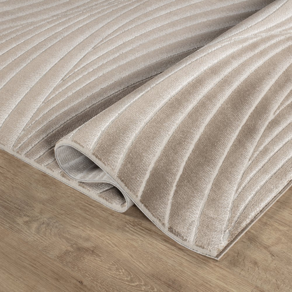 Omari Collection 10 Sculpted Wave Contemporary Area Rug - Brown