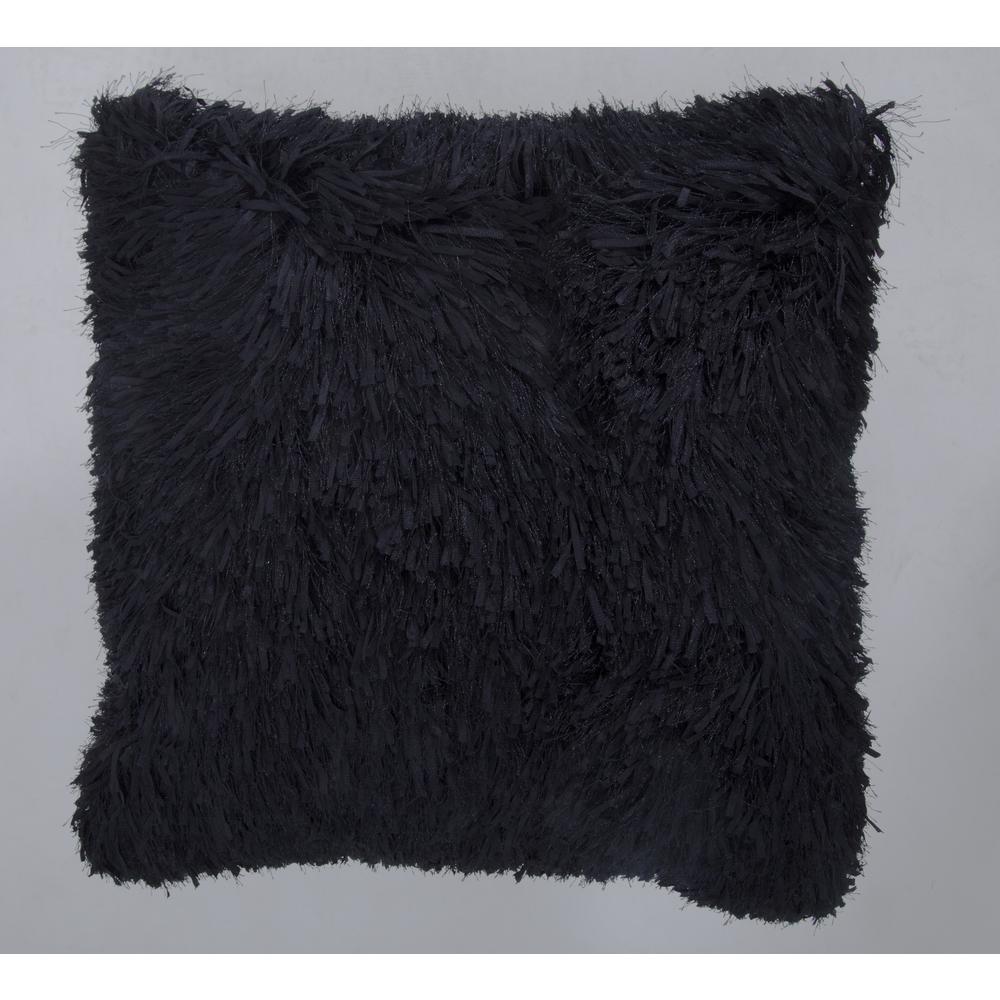 SHAGGY  PILLOW BLACK 17 20" x 20"