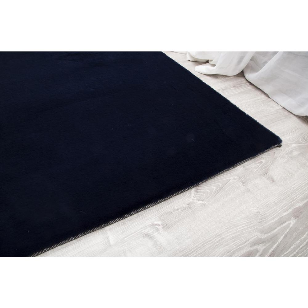 FAUX RABBIT FUR NAVY RB13  2'4" X 7'6"