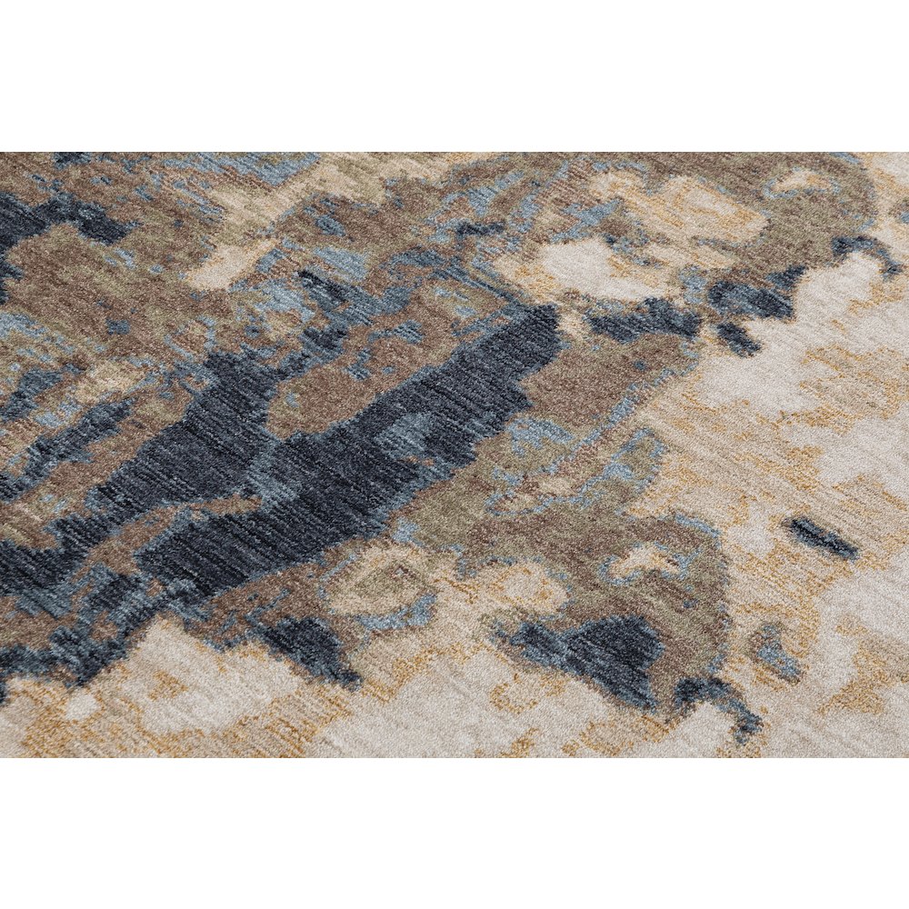 Roma Collection RM03 Painterly Contemporary Area Rug – Ivory, Navy & Taupe