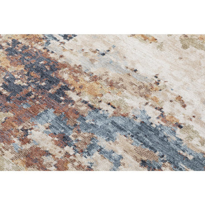 Roma Collection RM04 Painterly Multicolor Area Rug – Ivory, Blue & Rust