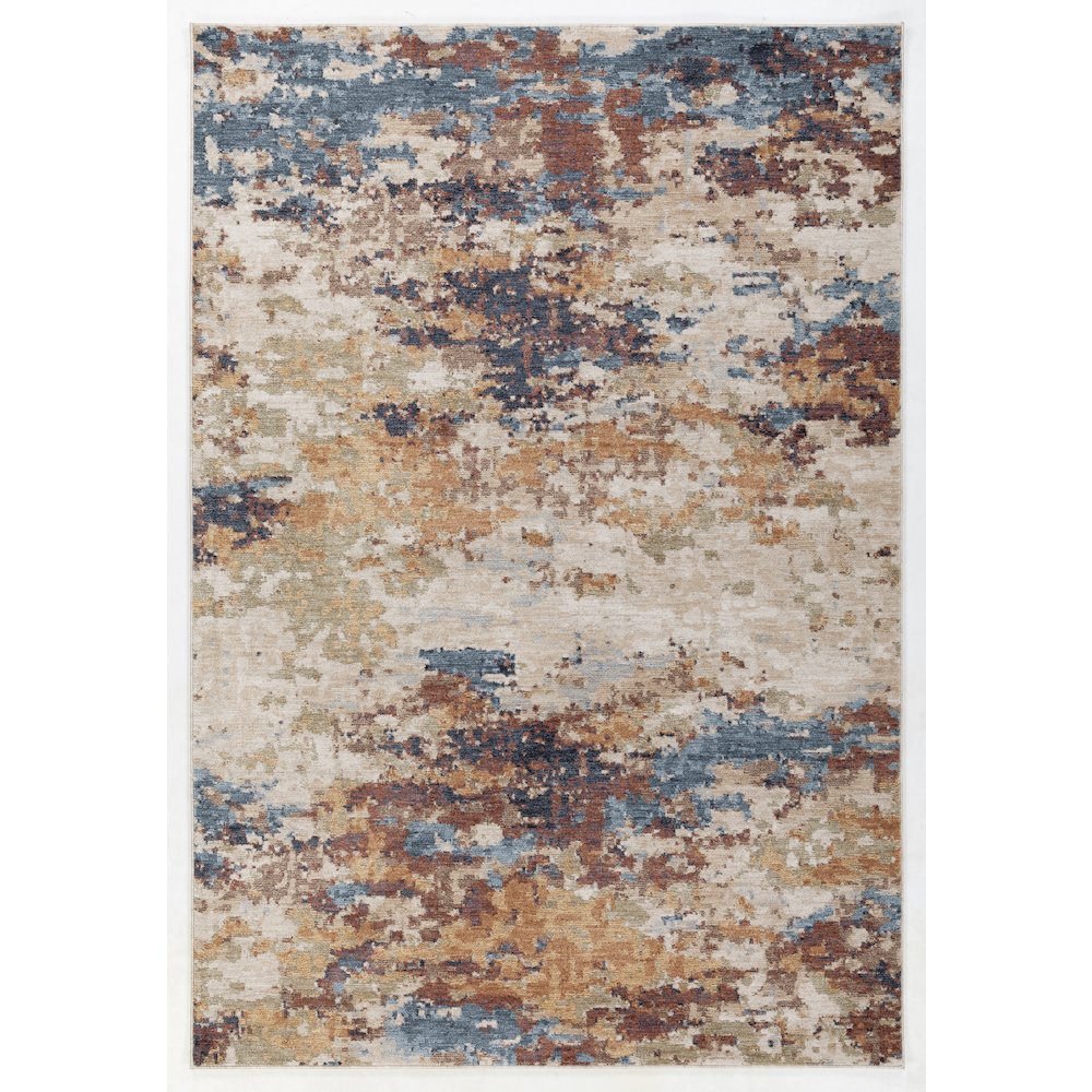 Roma Collection RM04 Painterly Multicolor Area Rug – Ivory, Blue & Rust