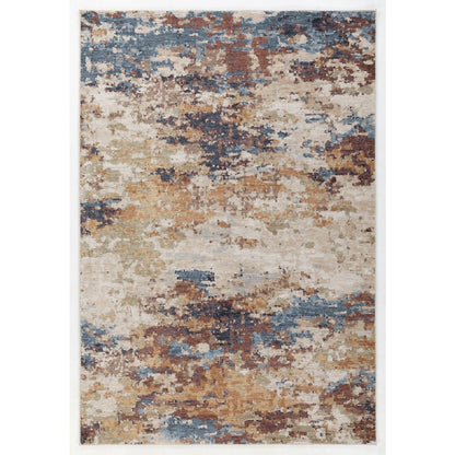 Roma Collection RM04 Painterly Multicolor Area Rug – Ivory, Blue & Rust