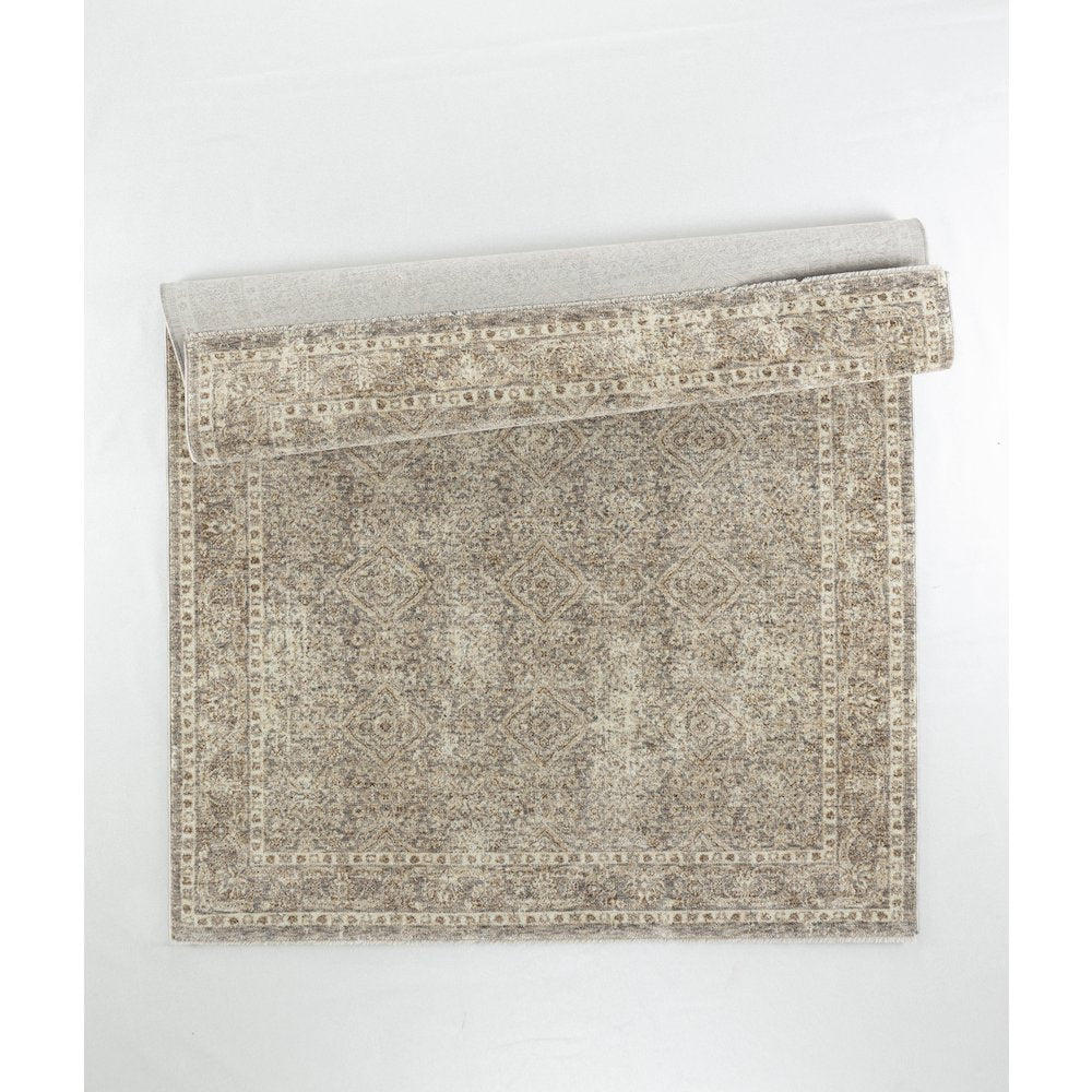 Stellios Collection 05 Distressed Diamond Pattern Area Rug - Beige