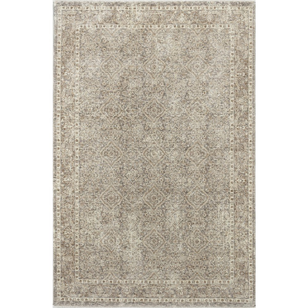 Stellios Collection 05 Distressed Diamond Pattern Area Rug - Beige