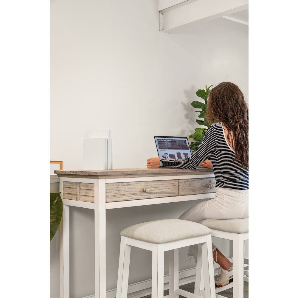 Islamorada - 3-Drawer Console with Power Strip, USB-A and USB-C Port - Dapple