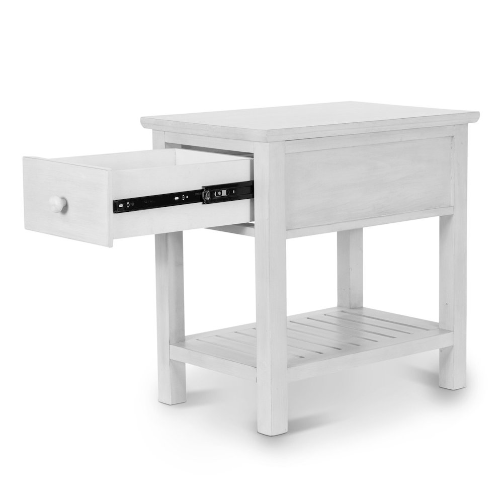 Geneva - 1-Drawer Chairside Table - Distressed White Finish