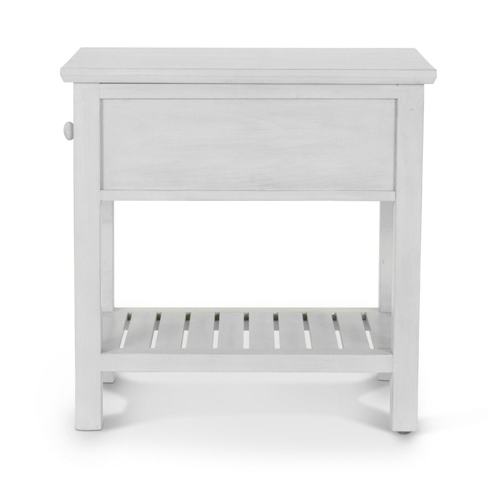 Geneva - 1-Drawer Chairside Table - Distressed White Finish