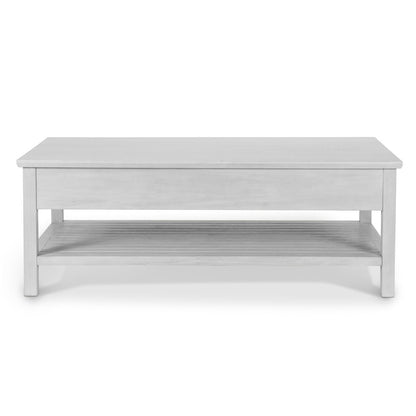 Geneva - 2-Drawer Cocktail Table with Casters - Distressed White Finish
