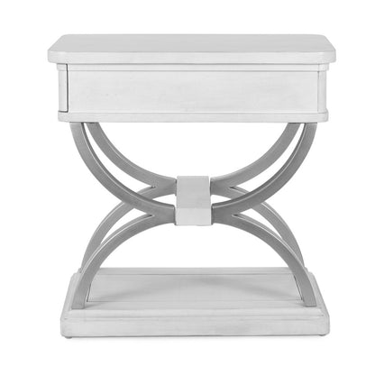 Point Breeze - 1-Drawer Chairside Table with Metal - Fresh White with Soft Grey