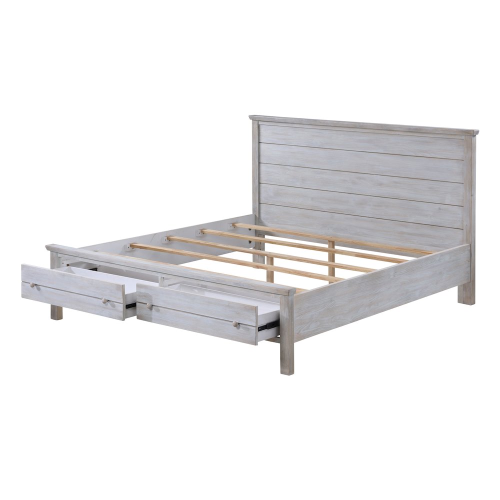Geneva - Storage Bed - Queen - Distressed White Finish
