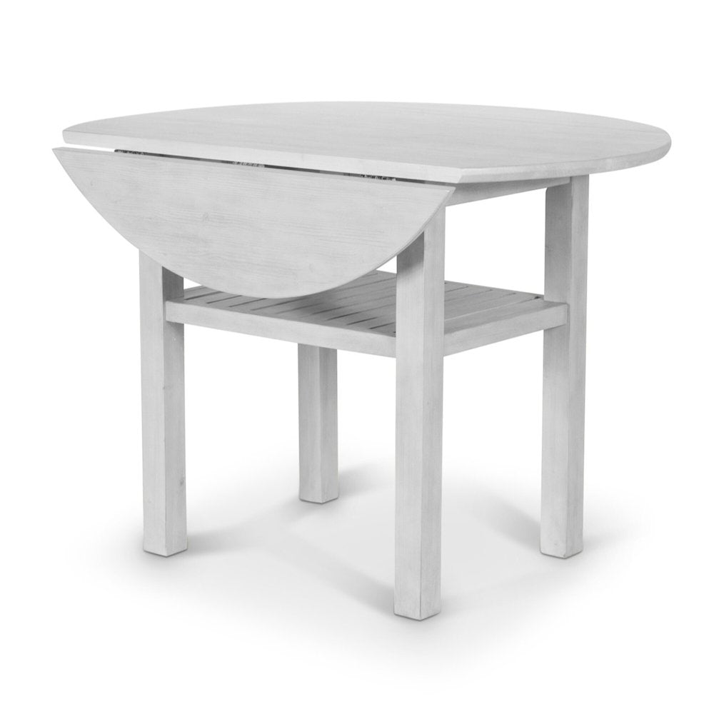Geneva - 42" Drop Leaf Dining Table with Shelf - Distressed White Finish