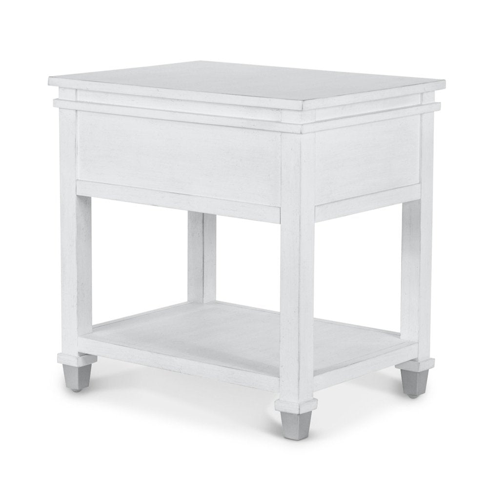 Point Breeze - 1-Drawer Chairside Table - Fresh White with Soft Grey Glaze