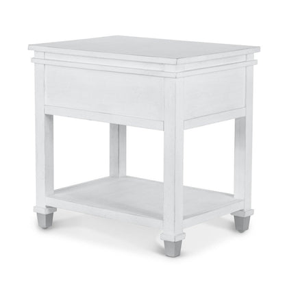 Point Breeze - 1-Drawer Chairside Table - Fresh White with Soft Grey Glaze