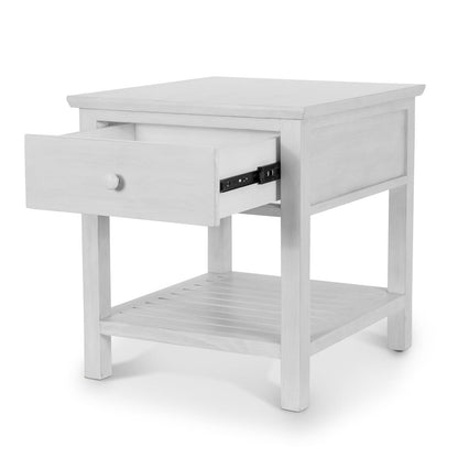 Geneva - 1-Drawer End Table - Distressed White Finish