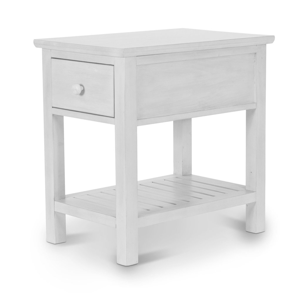Geneva - 1-Drawer Chairside Table - Distressed White Finish
