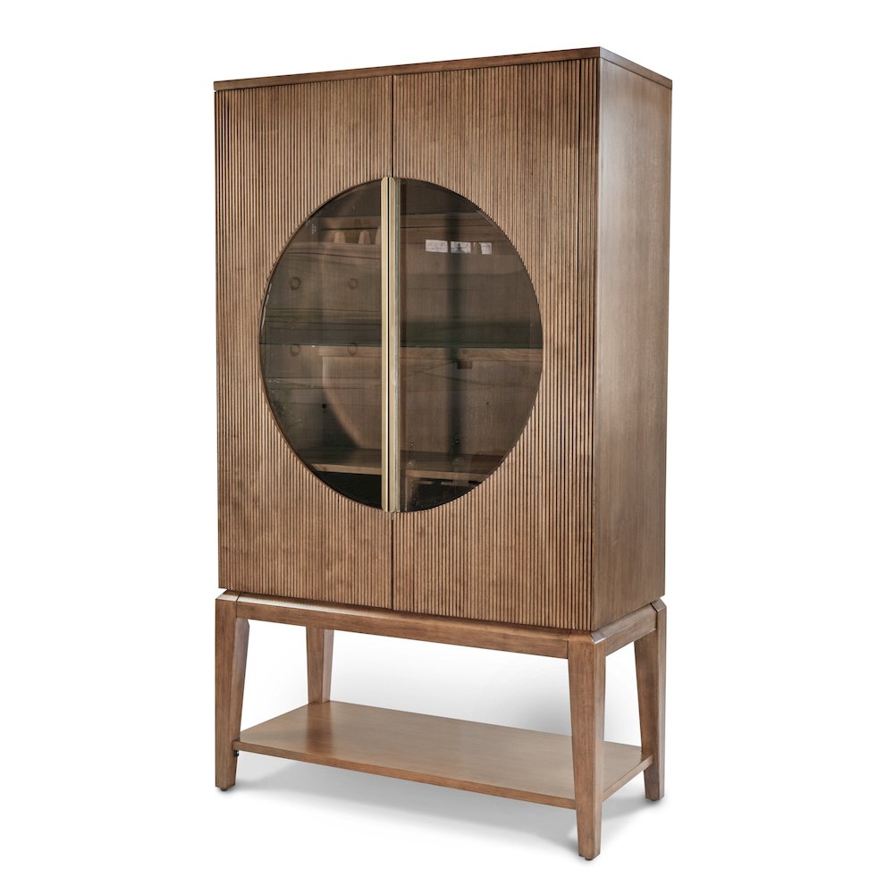 Manhattan Valley - Curio with Touch Lighting - Vintage Chestnut Finish