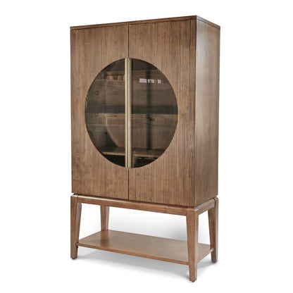 Manhattan Valley - Curio with Touch Lighting - Vintage Chestnut Finish