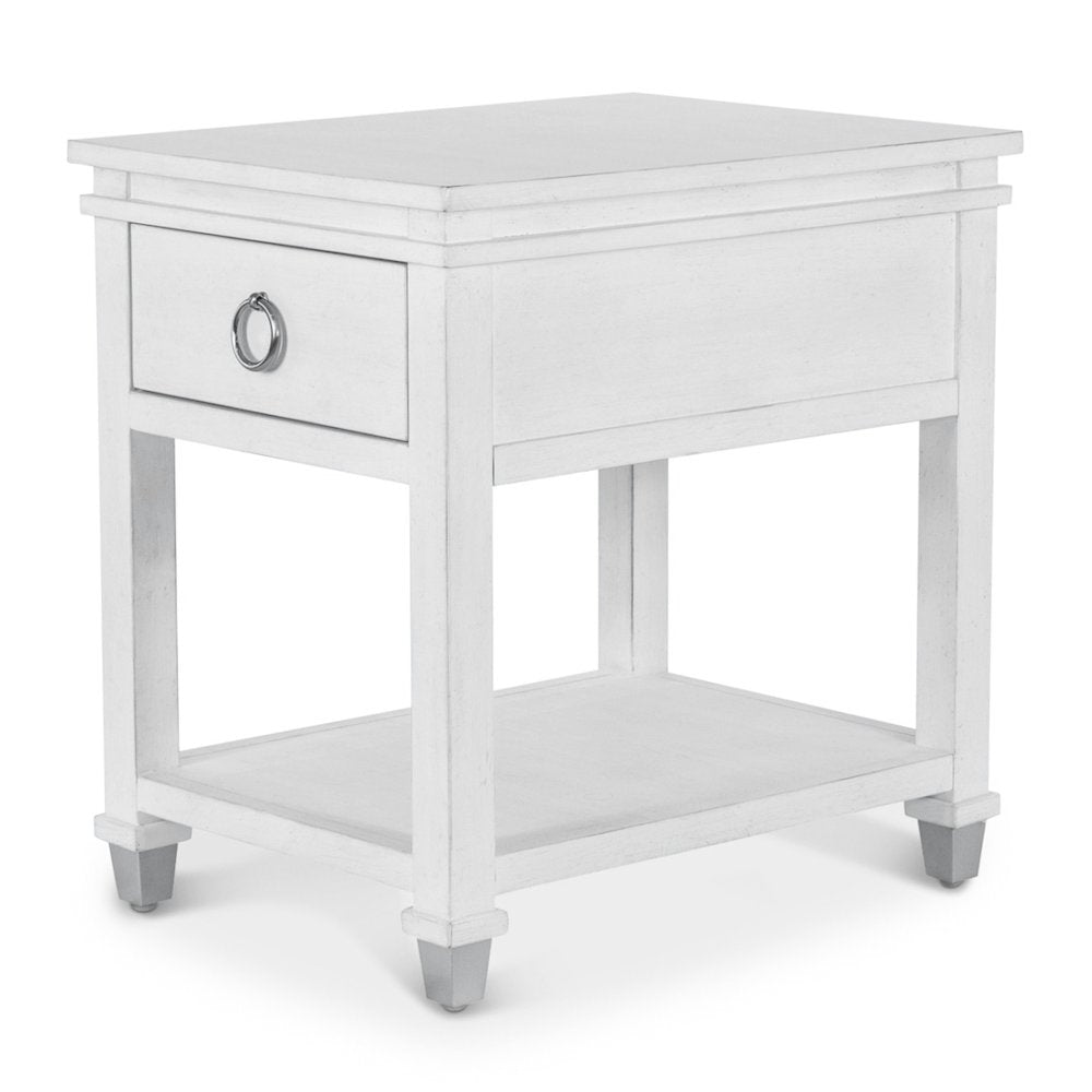 Point Breeze - 1-Drawer Chairside Table - Fresh White with Soft Grey Glaze