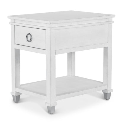 Point Breeze - 1-Drawer Chairside Table - Fresh White with Soft Grey Glaze