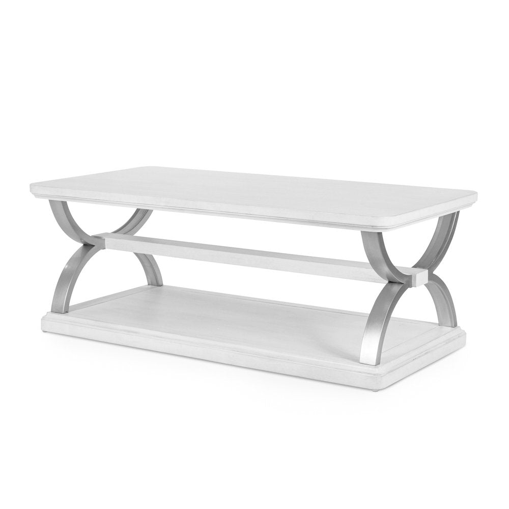 Point Breeze - Rectangular Coffee Table with Metal and Castors - Fresh White