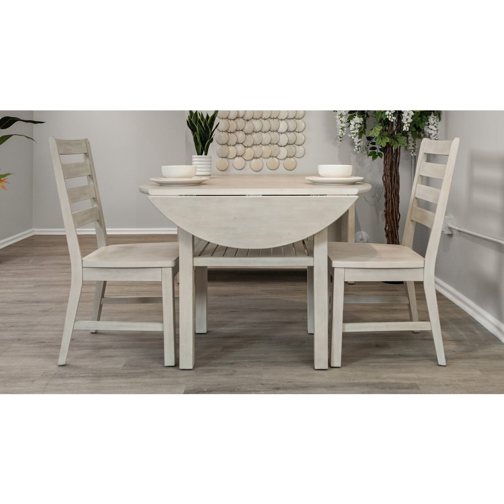 Geneva - 42" Drop Leaf Dining Table with Shelf - Distressed White Finish