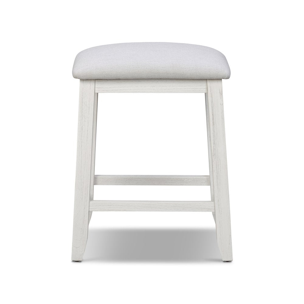 Surfside - 24" Backless Upholstered Stool - Weathered White Finish - Grey