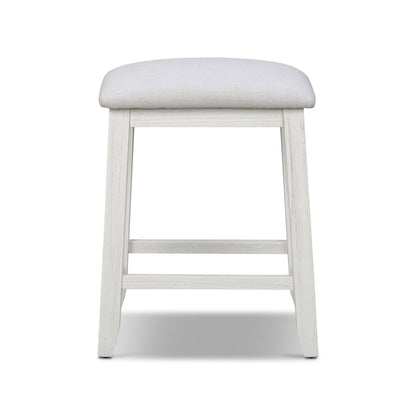Surfside - 24" Backless Upholstered Stool - Weathered White Finish - Grey