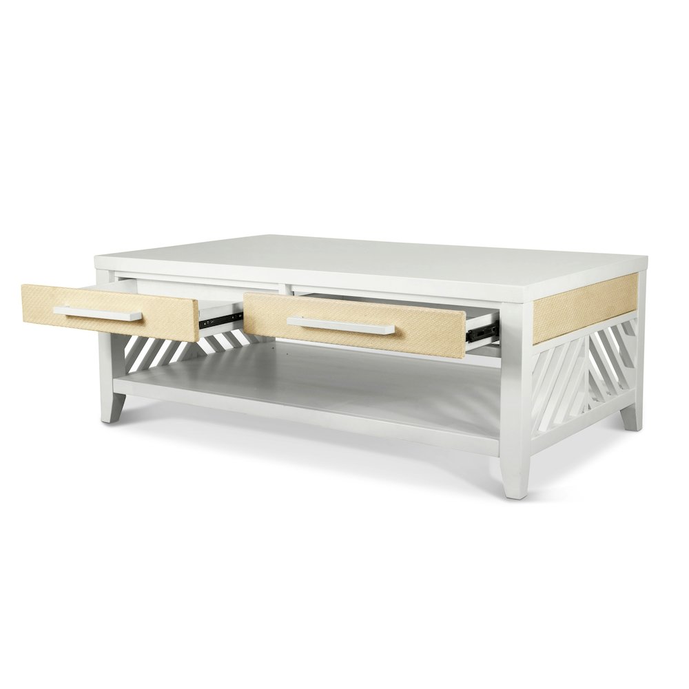 Miramar - 2-Drawer Cocktail Table with Casters - Sand and Stark White Finish