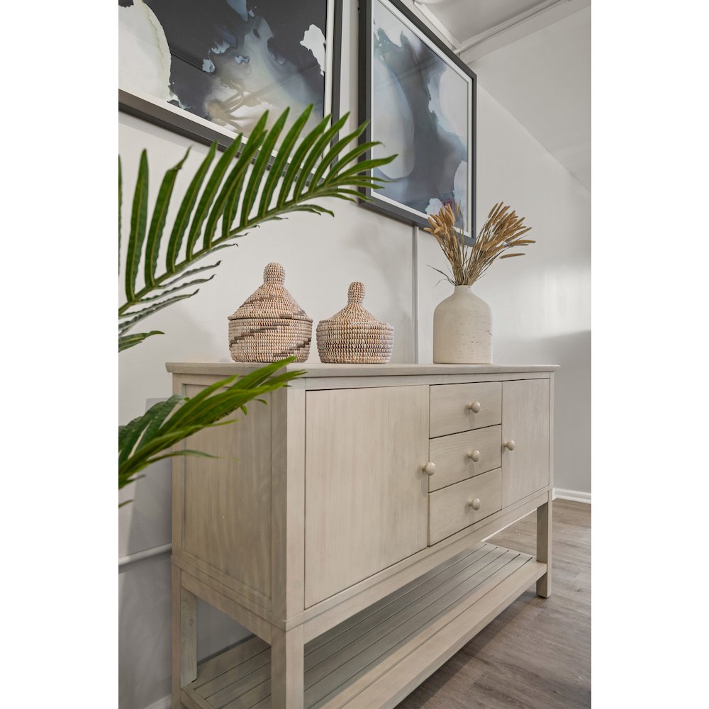 Geneva - 2-Door / 3-Drawer Credenza - Distressed White Finish