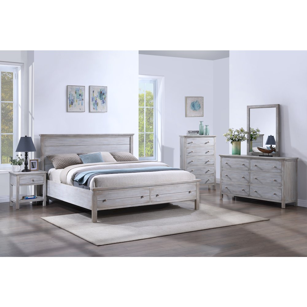 Geneva - Storage Bed - Queen - Distressed White Finish
