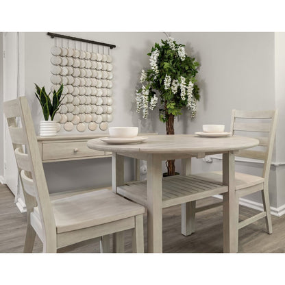 Geneva - 42" Drop Leaf Dining Table with Shelf - Distressed White Finish