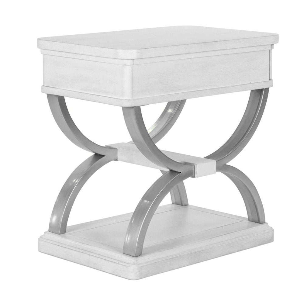 Point Breeze - 1-Drawer Chairside Table with Metal - Fresh White with Soft Grey