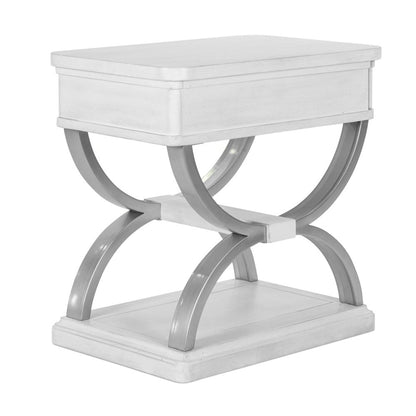 Point Breeze - 1-Drawer Chairside Table with Metal - Fresh White with Soft Grey