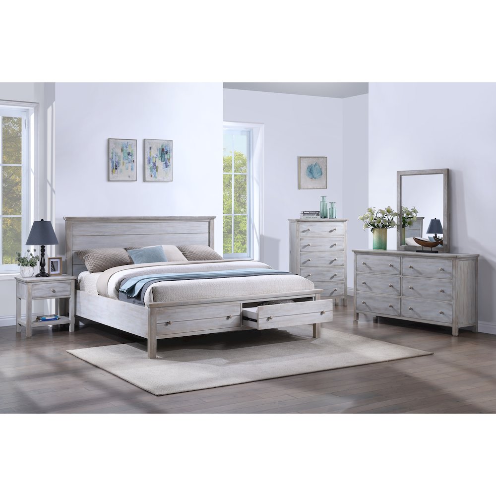 Geneva - Storage Bed - Queen - Distressed White Finish