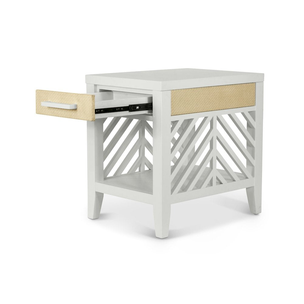 Miramar - 1-Drawer Chairside Table - Sand and Stark White Finish