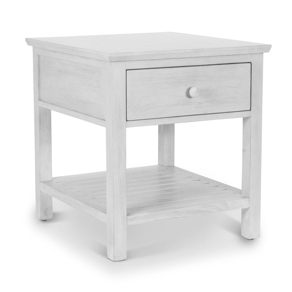 Geneva - 1-Drawer End Table - Distressed White Finish