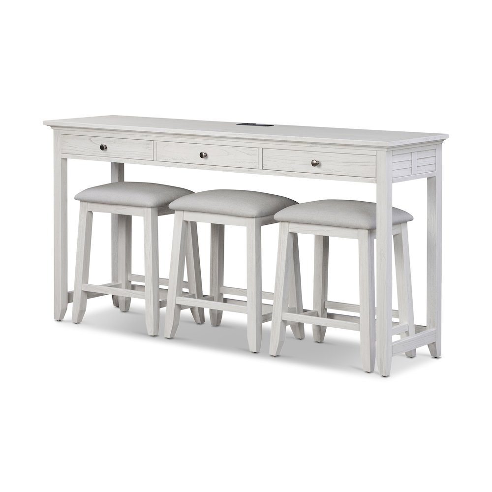 Surfside - 3-Drawer Console with Power Strip, USB-A and USB-C Port - Weathered