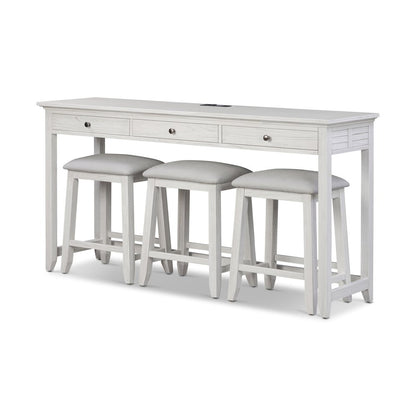 Surfside - 3-Drawer Console with Power Strip, USB-A and USB-C Port - Weathered