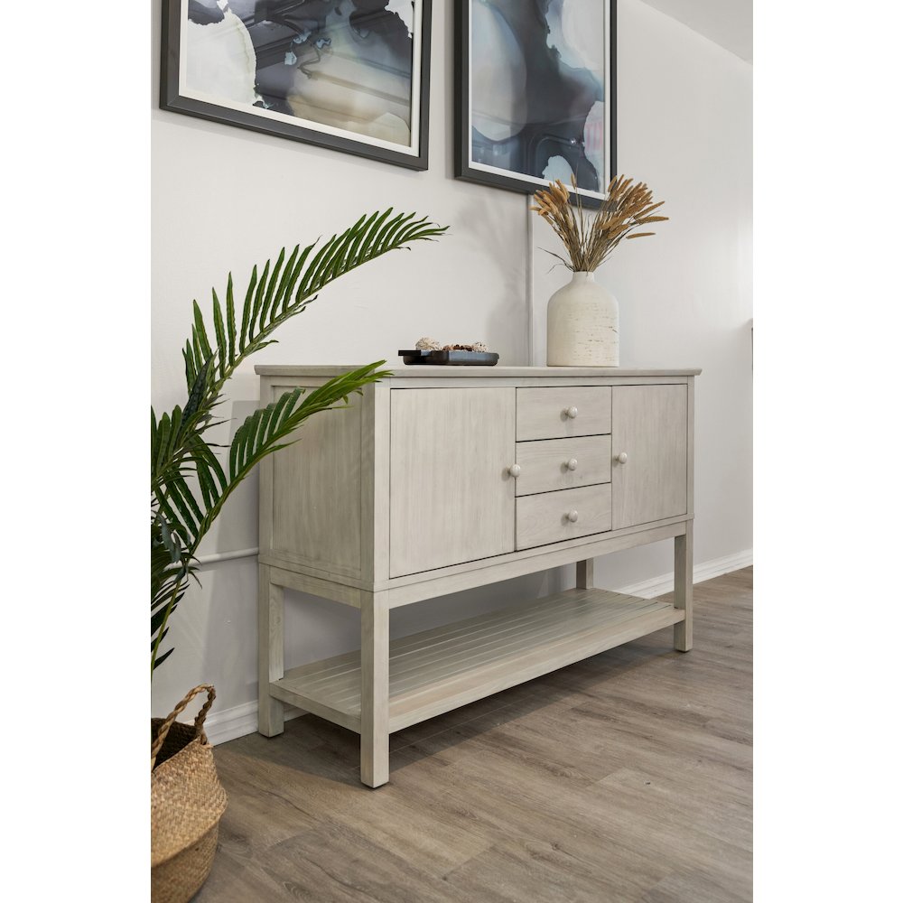 Geneva - 2-Door / 3-Drawer Credenza - Distressed White Finish
