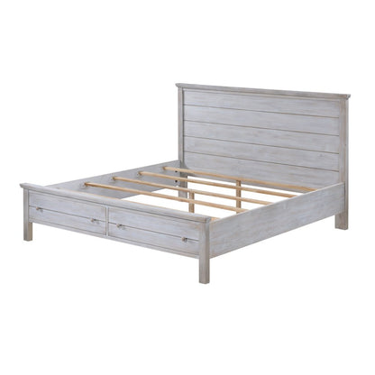 Geneva - Storage Bed - King - Distressed White Finish
