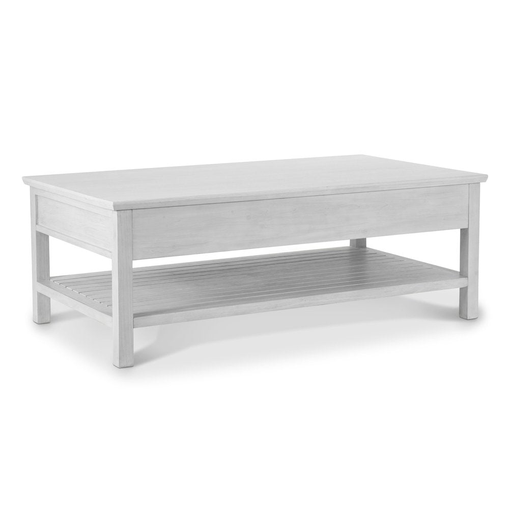 Geneva - 2-Drawer Cocktail Table with Casters - Distressed White Finish