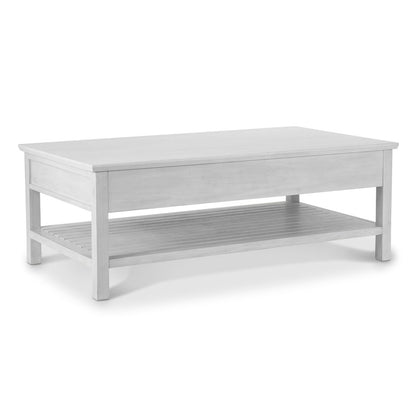 Geneva - 2-Drawer Cocktail Table with Casters - Distressed White Finish